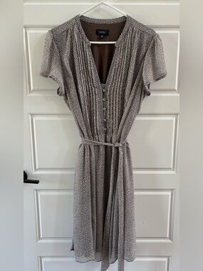 MSK Brown & Cream Printed Tie Waist Dress – Size 18